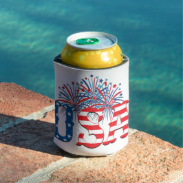 RED WHITE BLUE USA MET FIREWORK BLIKJESKOELER