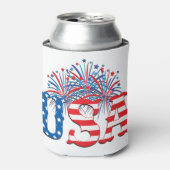 RED WHITE BLUE USA MET FIREWORK BLIKJESKOELER (Blikje Voorkant)