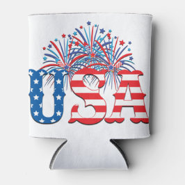 RED WHITE BLUE USA MET FIREWORK BLIKJESKOELER