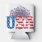 RED WHITE BLUE USA MET FIREWORK BLIKJESKOELER (Achterkant)