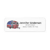 Red White Blue USA Vlag RV Camper Address Etiket (Voorkant)