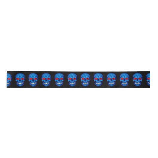 Red White Blue USA Zombie Skull Satin Ribbon Satijnen Lint (Voorkant)