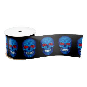 Red White Blue USA Zombie Skull Satin Ribbon Satijnen Lint