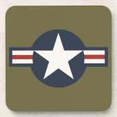  Red White Blue USAAF-insignia Star Bars Bier Onderzetter (Voorkant)