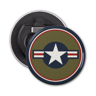  Red White Blue USAAF-insignia Star Bars Button Flesopener