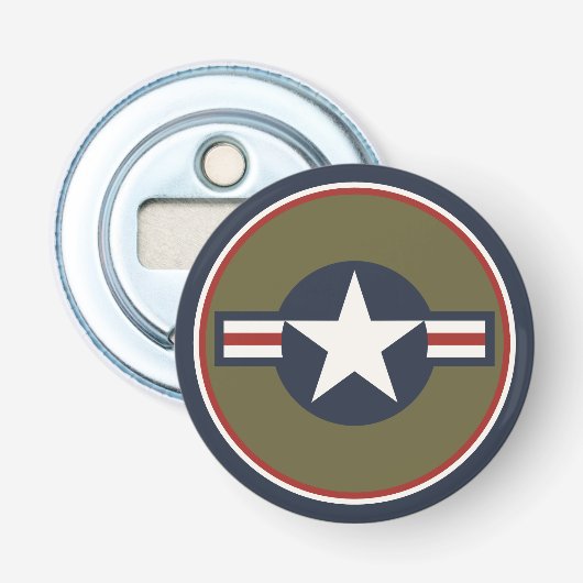  Red White Blue USAAF-insignia Star Bars Button Flesopener (Voorkant)