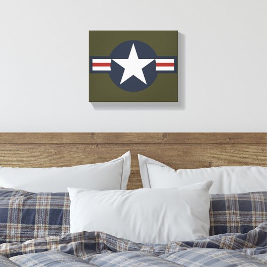  Red White Blue USAAF-insignia Star Bars Canvas Afdruk (Insitu (Slaapkamer))