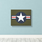 Red White Blue USAAF-insignia Star Bars Canvas Afdruk (Insitu (Houten vloer))