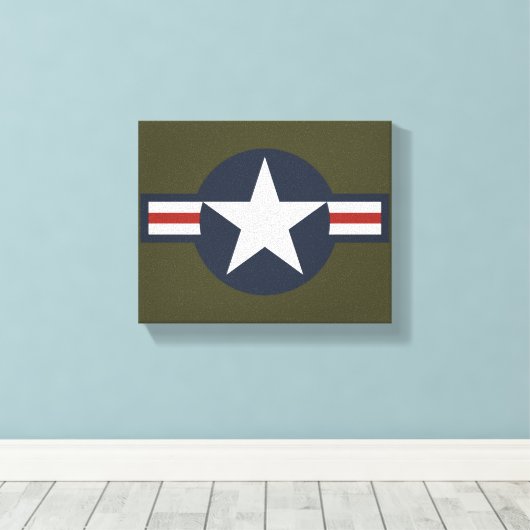  Red White Blue USAAF-insignia Star Bars Canvas Afdruk (Insitu (Houten vloer))