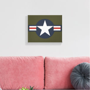  Red White Blue USAAF-insignia Star Bars Canvas Afdruk