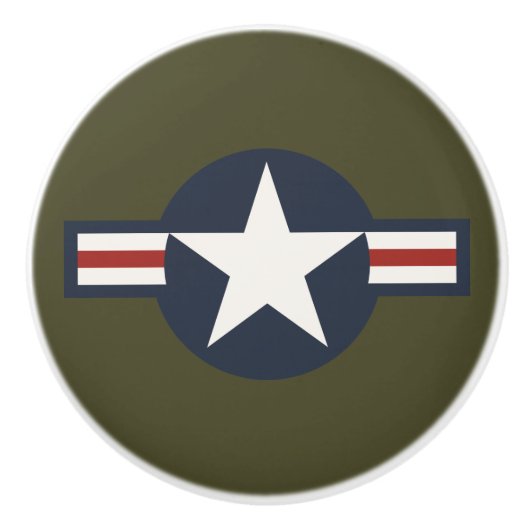 Red White Blue USAAF-insignia Star Bars Keramische Knop (Voorkant)
