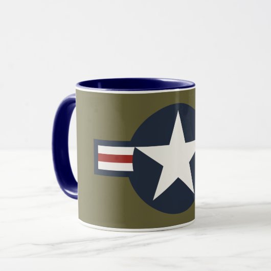  Red White Blue USAAF-insignia Star Bars Mok (Voorkant links)