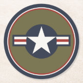  Red White Blue USAAF-insignia Star Bars Ronde Kartonnen Onderzetter (Voorkant)
