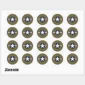 Red White Blue USAAF-insignia Star Bars Ronde Sticker (Vel)