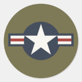 Red White Blue USAAF-insignia Star Bars Ronde Sticker (Voorkant)
