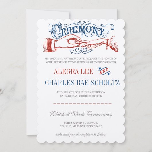 Red White Blue Victoriaans Typografie Kaart (Voorkant)