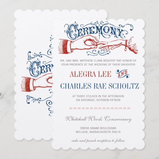 Red White Blue Victoriaans Typografie Kaart (Voorkant / Achterkant)