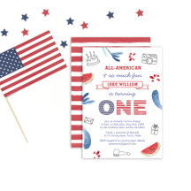 Red White Blue Virtual 1st Birthday Party by Mail