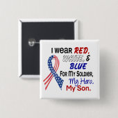 Red White Blue voor mijn zoon Vierkante Button 5,1 Cm (Voorkant /achterkant)