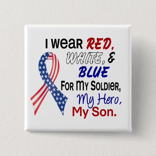 Red White Blue voor mijn zoon Vierkante Button 5,1 Cm (Voorkant)