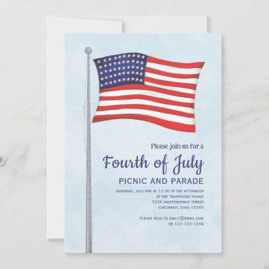 Red White Blue Whimsical Fun Vierde juli vlag Kaart (Voorkant)