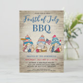 Red White Blue Whimsical Gnomen Fourth of Juli BBQ Kaart (Staand voorkant)