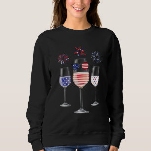 Red White Blue Wine Glass American Flag Happy 4t Trui