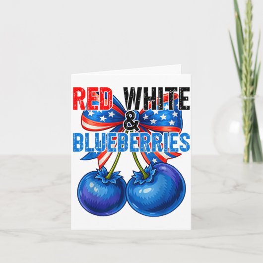 Red White Blueberries Funny Patriotic Retro Usa Hu Kaart (Voorkant)