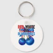 Red White Blueberries Funny Patriotic Retro Usa Hu Sleutelhanger (Voorkant)