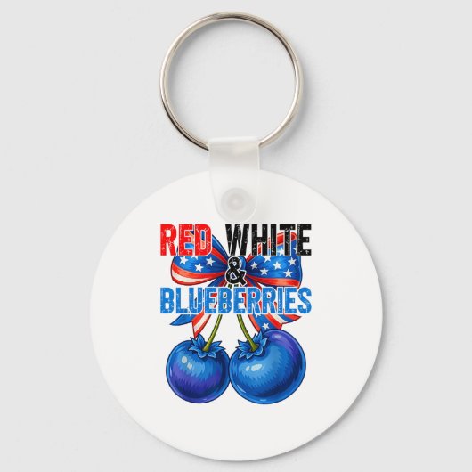 Red White Blueberries Funny Patriotic Retro Usa Hu Sleutelhanger (Voorkant)