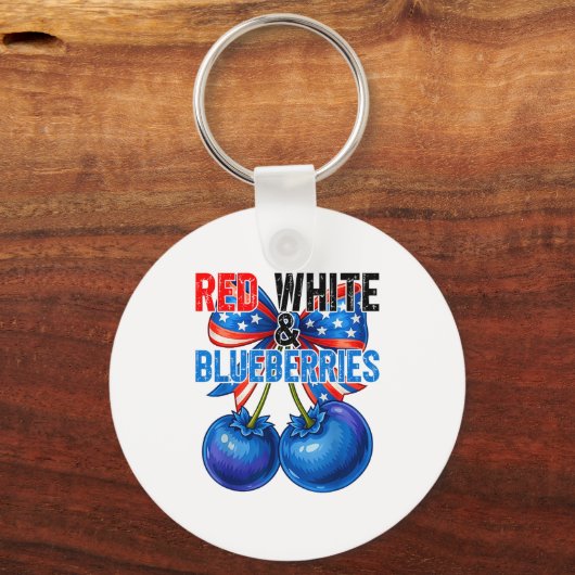 Red White Blueberries Funny Patriotic Retro Usa Hu Sleutelhanger (Voorkant)