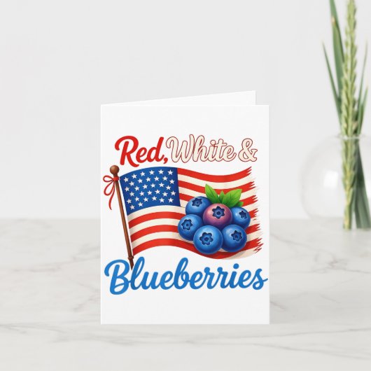Red White Blueberries Funny Patriotic Usa Flag Vin Kaart (Voorkant)