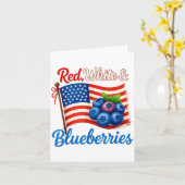 Red White Blueberries Funny Patriotic Usa Flag Vin Kaart (Gele Bloem)