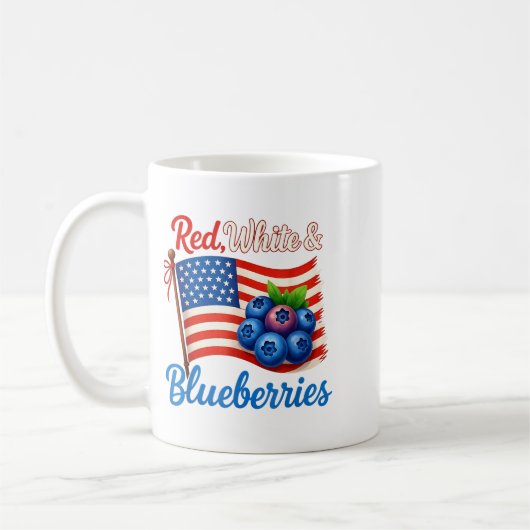 Red White Blueberries Funny Patriotic Usa Flag Vin Koffiemok (Links)