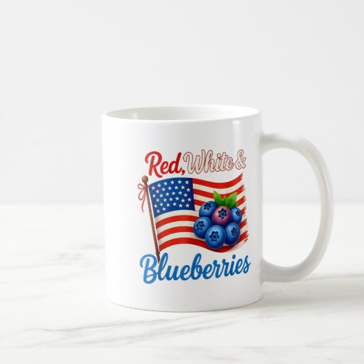 Red White Blueberries Funny Patriotic Usa Flag Vin Koffiemok (Rechts)