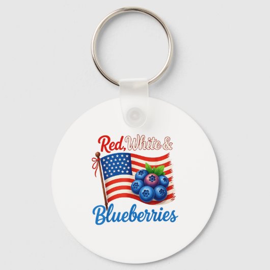 Red White Blueberries Funny Patriotic Usa Flag Vin Sleutelhanger (Voorkant)