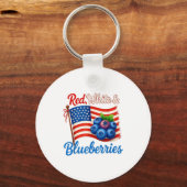 Red White Blueberries Funny Patriotic Usa Flag Vin Sleutelhanger (Voorkant)