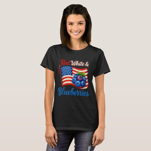 Red White Blueberries Funny Patriotic Usa Flag Vin T-shirt (Voorkant volledig)