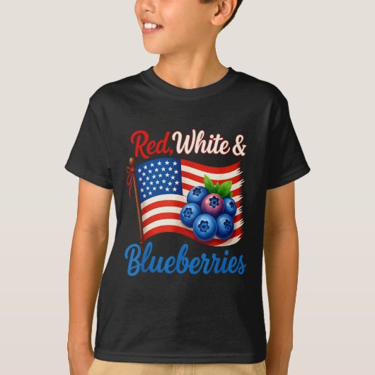 Red White Blueberries Funny Patriotic Usa Flag Vin T-shirt (Voorkant)