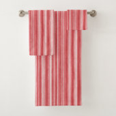 Red White Blush Pink Stripes Bad Handdoek (Insitu)
