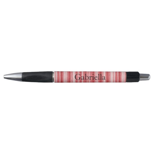 Red White Blush Pink Stripes   Pen (Voorkant)