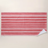 Red White Blush Pink Stripes Strandlaken (Voorkant)