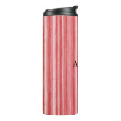 Red White Blush Pink Stripes Thermosbeker (Gedraaid links)