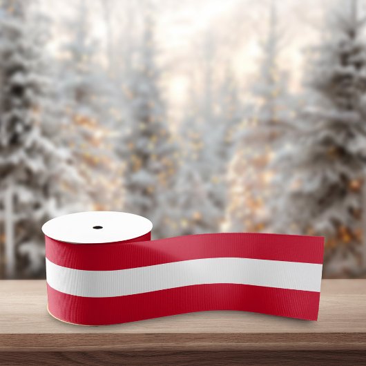 Red & White Bold Retro Stripes Christmas Grosgrain Lint