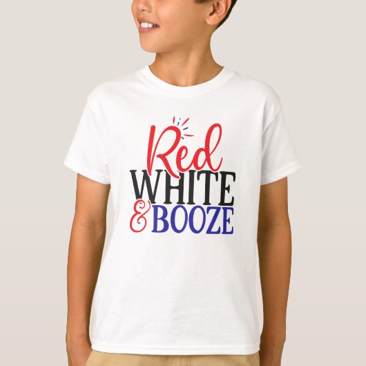 Red White Booze 4th July T-Shirt for Kids (Voorkant)