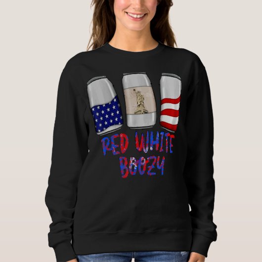 Red White Boozy 4 juli Drink zelfstandigheid Trui (Voorkant)