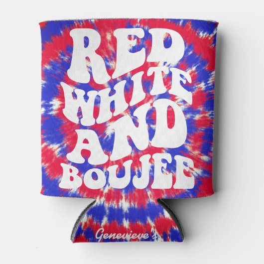 Red White Boujee | America Tie Dye Bachelorette Blikjeskoeler (Voorkant)