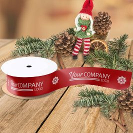 Red White Branded Company Logo Snowflake Kerst Satijnen Lint
