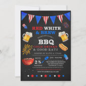 Red White & Brew 4 juli BBQ Uitnodiging (Voorkant)