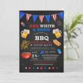 Red White & Brew 4 juli BBQ Uitnodiging (Staand voorkant)
